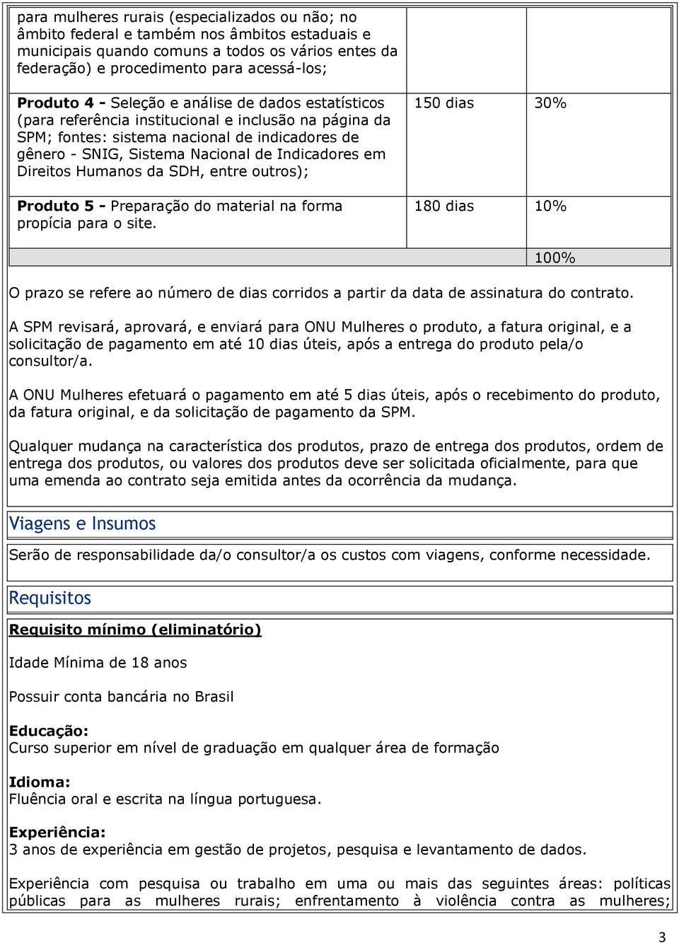 Direitos Humanos da SDH, entre outros); Produto 5 - Preparação do material na forma propícia para o site.