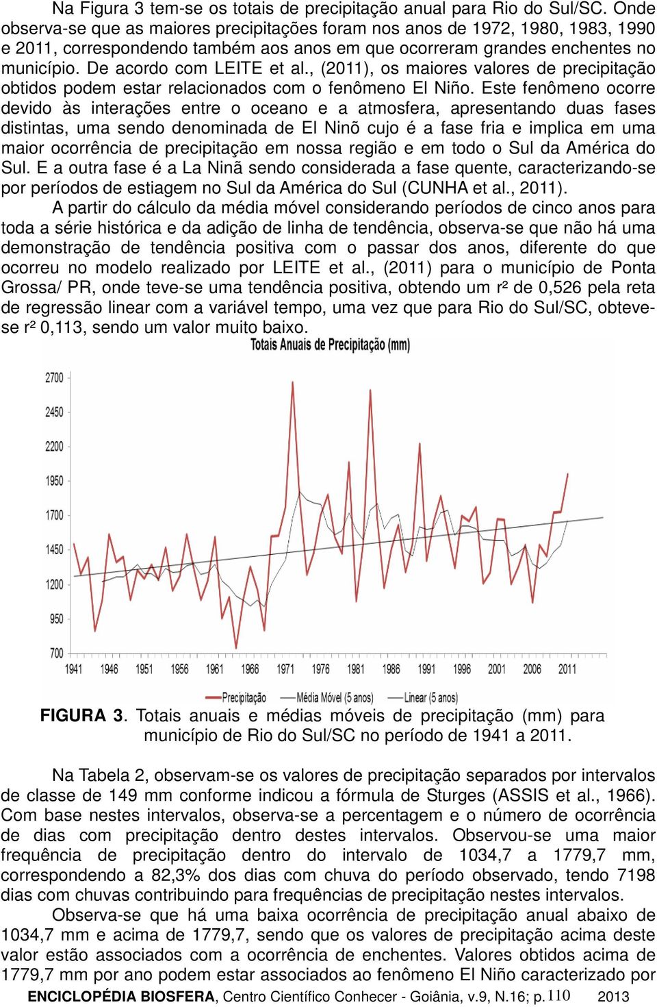 , (2011), os maiores valores de precipitação obtidos podem estar relacionados com o fenômeno El Niño.