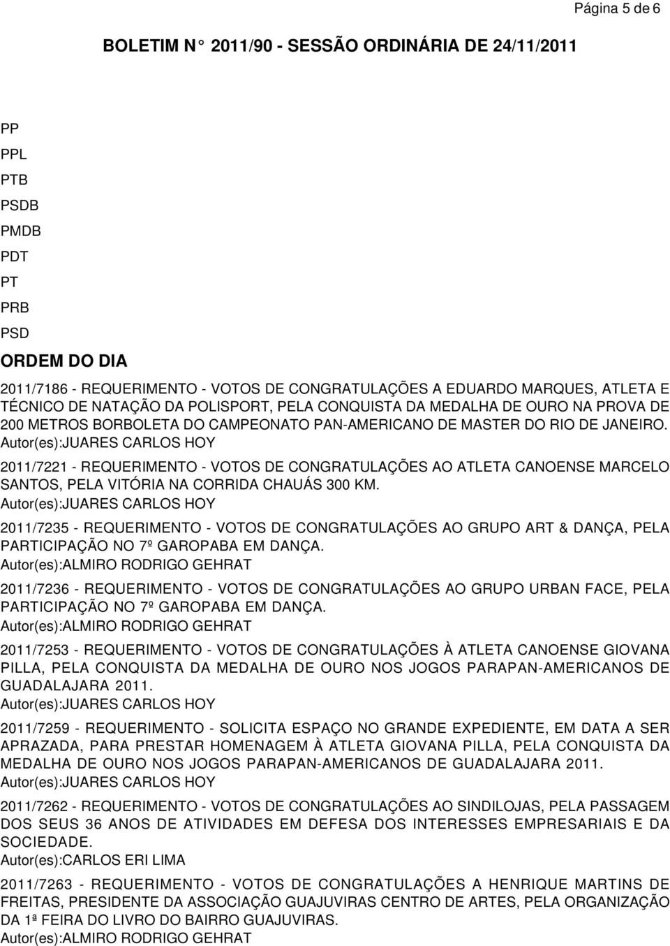 2011/7221 - REQUERIMENTO - VOTOS DE CONGRATULAÇÕES AO ATLETA CANOENSE MARCELO SANTOS, PELA VITÓRIA NA CORRIDA CHAUÁS 300 KM.