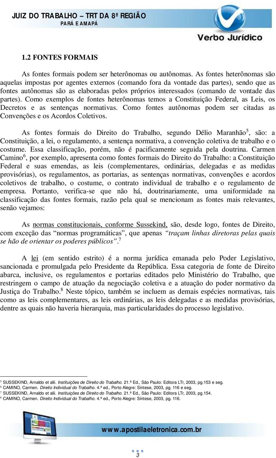 das partes). Como exemplos de fontes heterônomas temos a Constituição Federal, as Leis, os Decretos e as sentenças normativas.