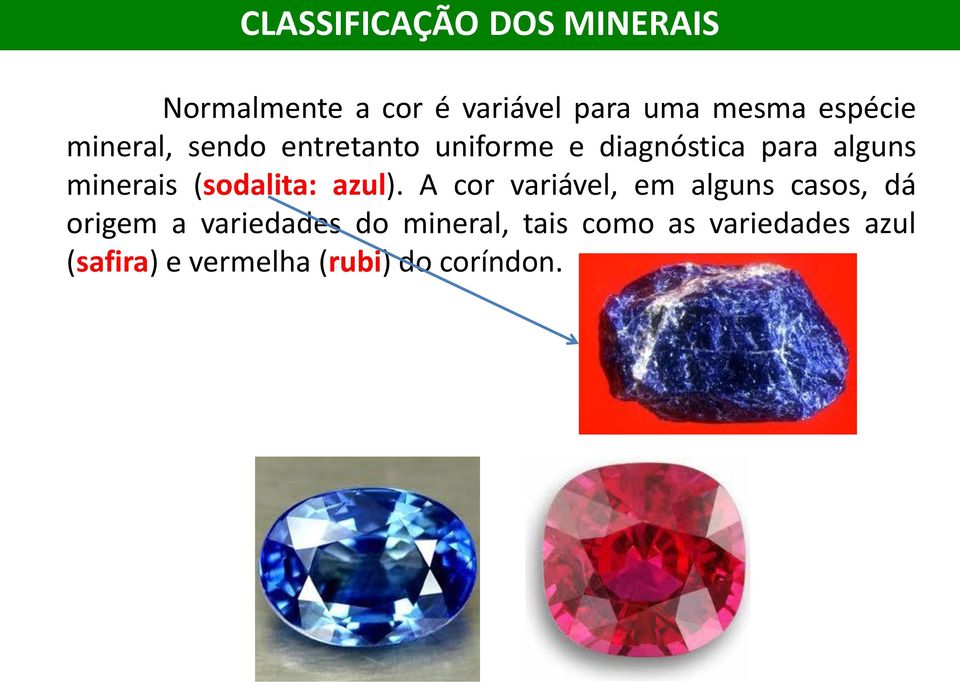 minerais (sodalita: azul).