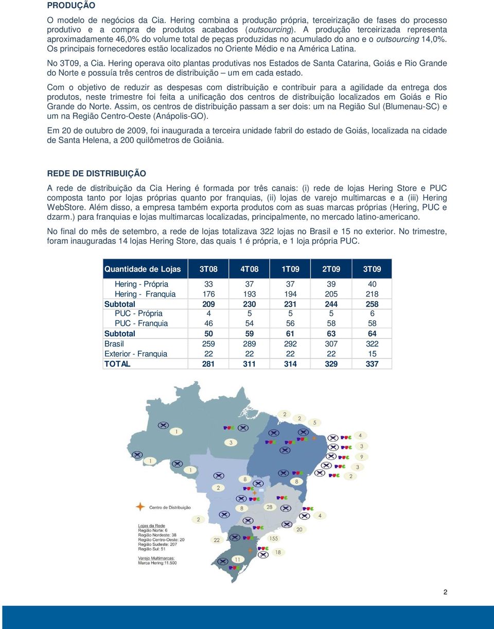 Os principais fornecedores estão localizados no Oriente Médio e na América Latina. No 3T09, a Cia.