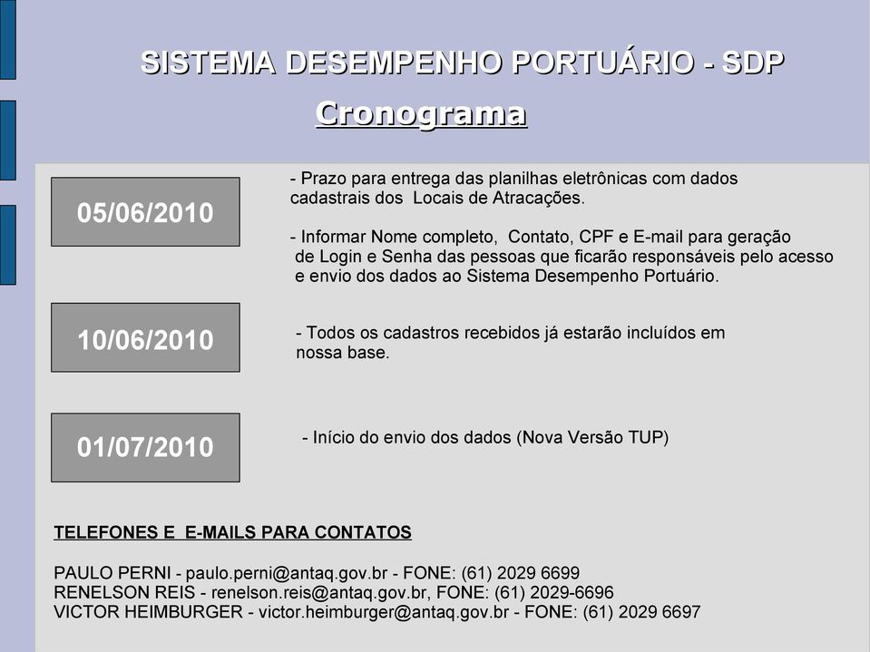 Portuário. - Todos os cadastros recebidos já estarão incluídos em nossa base.