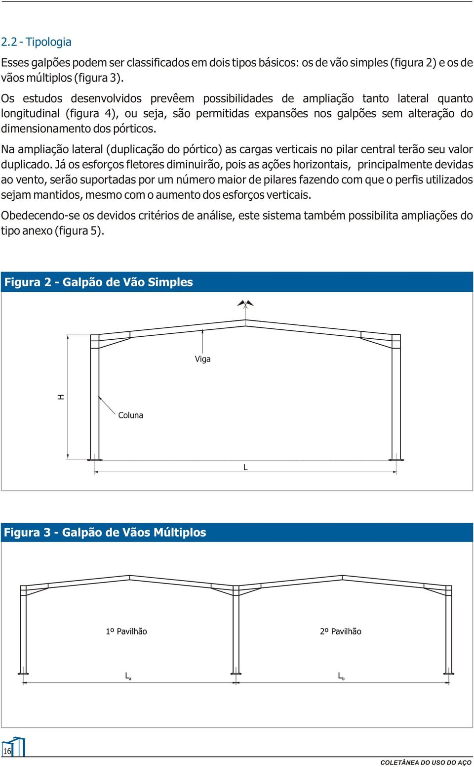 Na ampliação lateral (duplicação do pórtico) as cargas verticais no pilar central terão seu valor duplicado.