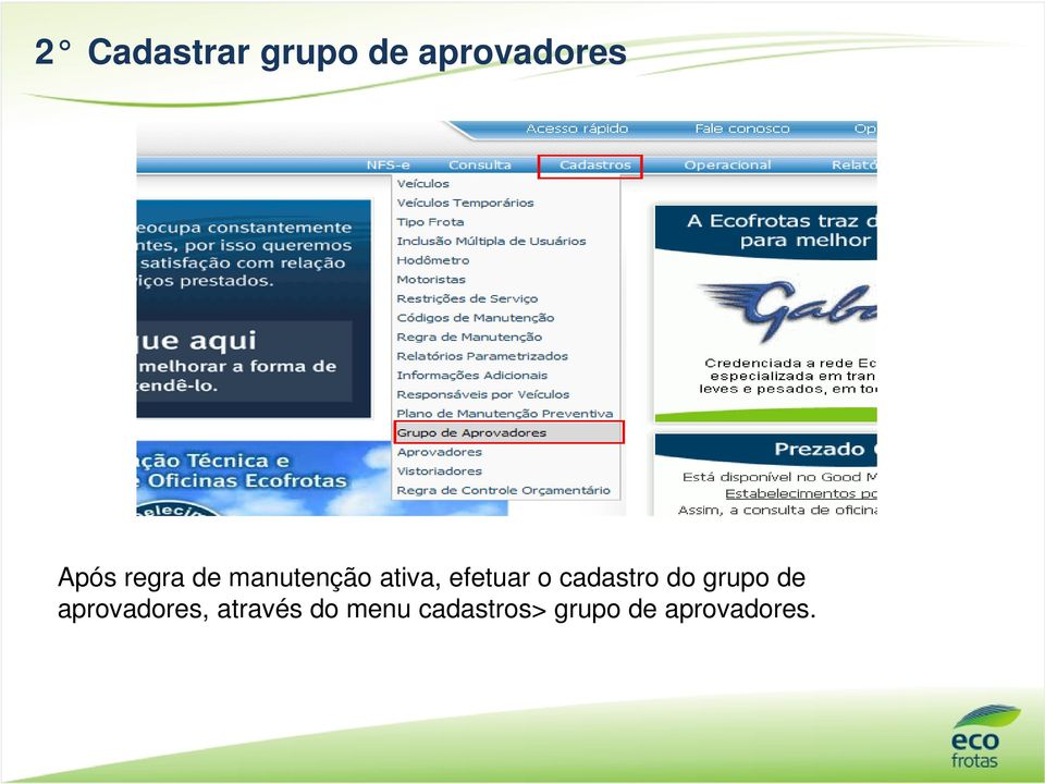 cadastro do grupo de aprovadores,