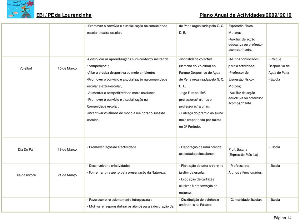 no Parque Desportivo de Água para a actividade; Professor de Desportivo de Água de Pena Promover o convívio e a socialização na comunidade de Pena organizada pelo G. C.