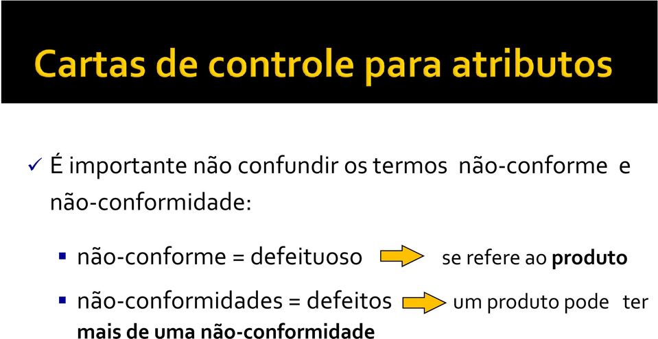 defeituoso não-conformidades = defeitos mais de