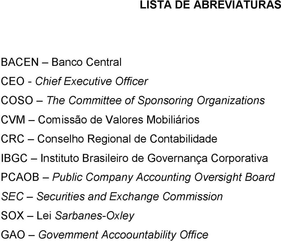 Contabilidade IBGC Instituto Brasileiro de Governança Corporativa PCAOB Public Company Accounting