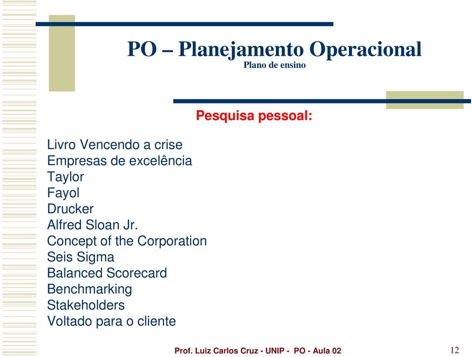 Concept of the Corporation Seis Sigma Balanced Scorecard