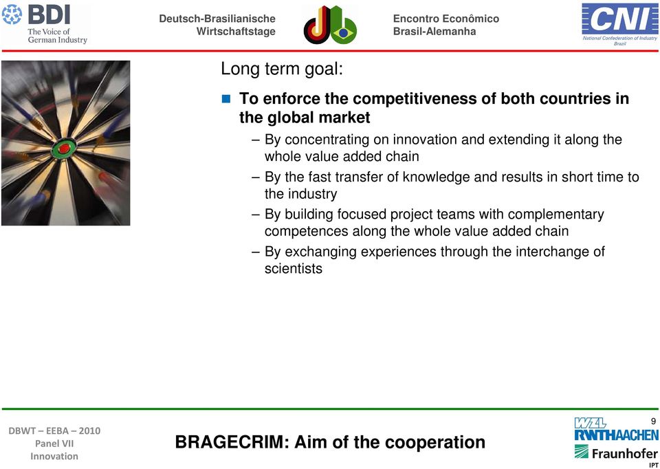 short time to the industry By building focused project teams with complementary competences along the whole