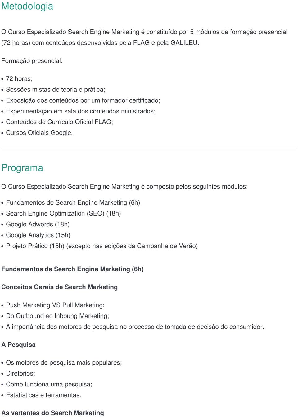 Oficial FLAG; Cursos Oficiais Google.