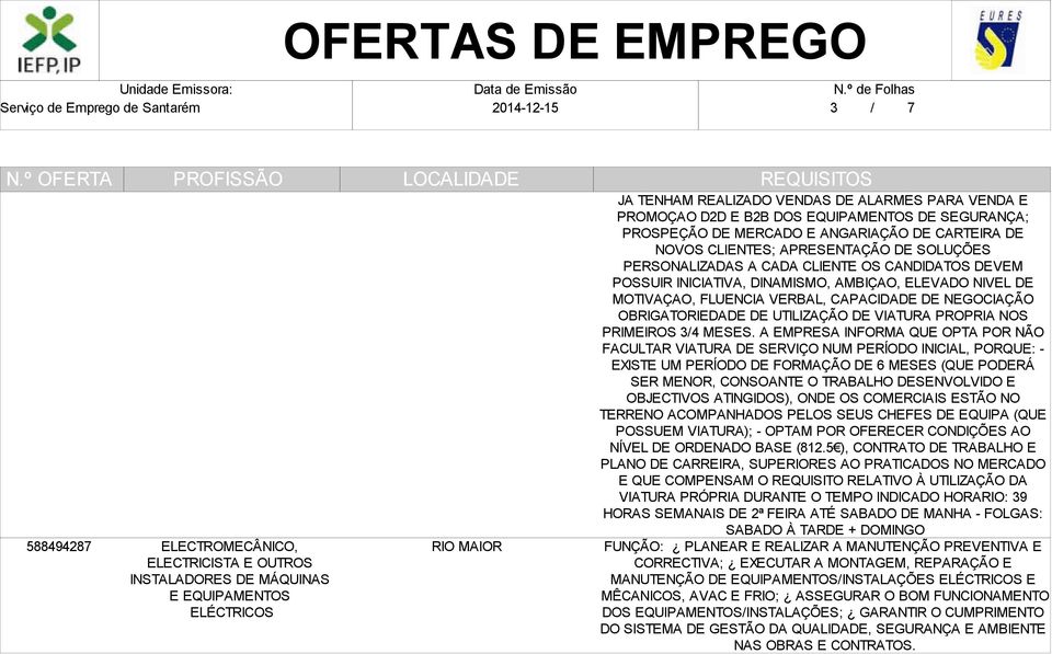 NIVEL DE MOTIVAÇAO, FLUENCIA VERBAL, CAPACIDADE DE NEGOCIAÇÃO OBRIGATORIEDADE DE UTILIZAÇÃO DE VIATURA PROPRIA NOS PRIMEIROS 3/4 MESES.