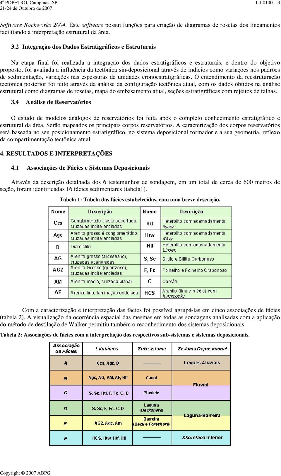 2 Integração dos Dados Estratigráficos e Estruturais Na etapa final foi realizada a integração dos dados estratigráficos e estruturais, e dentro do objetivo proposto, foi avaliada a influência da