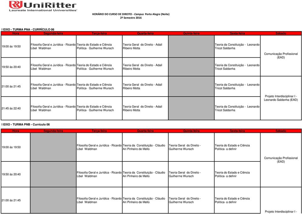 Projeto Interdisciplinar I - Leonardo Saldanha Política- Guilherme Wunsch Teoria da Constituição - Leonardo Tricot Saldanha I EIXO - TURMA PNB - Currículo 06 Teoria Geral do Direito -