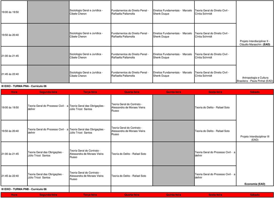 do Direito Civil - Antropologia e Cultura Brasileira - Paula Pinhal III EIXO - TURMA PNA - Currículo 06 Projeto Interdisciplinar III Economia III EIXO - TURMA
