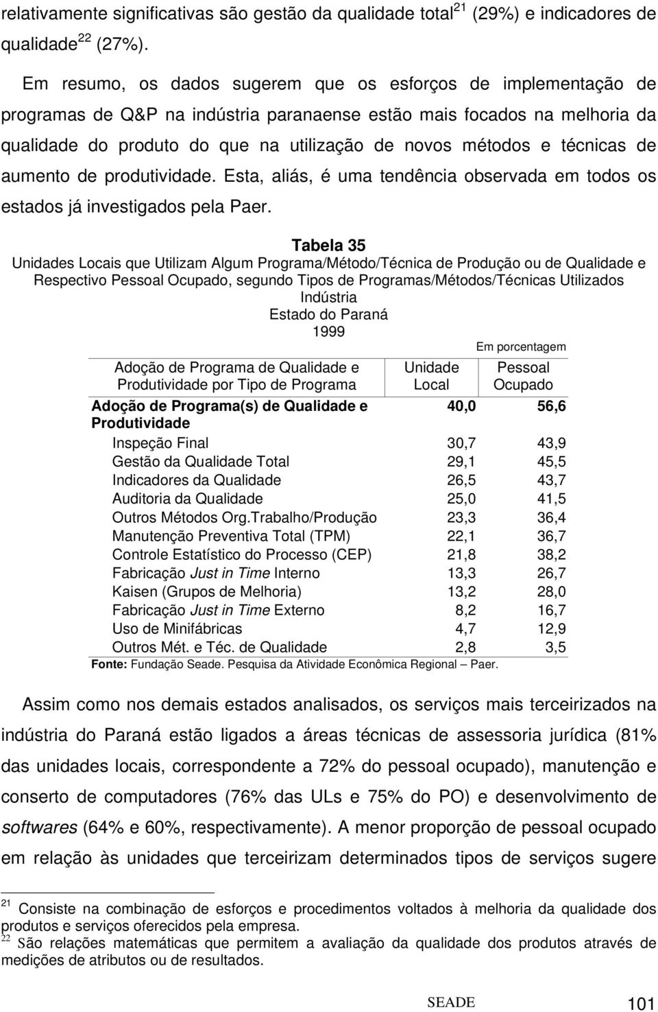 técnicas de aumento de produtividade. Esta, aliás, é uma tendência observada em todos os estados já investigados pela Paer.