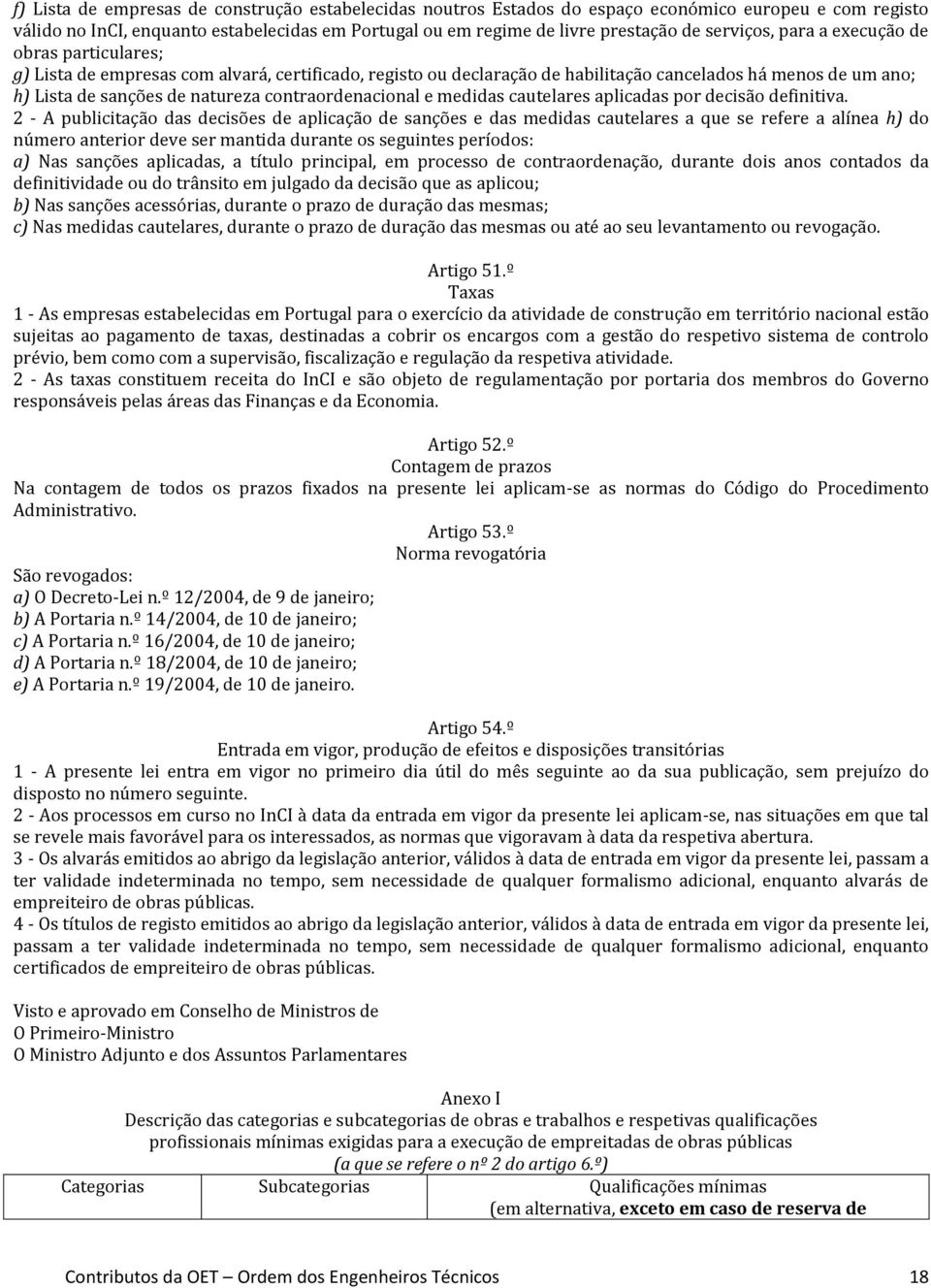 contraordenacional e medidas cautelares aplicadas por decisão definitiva.