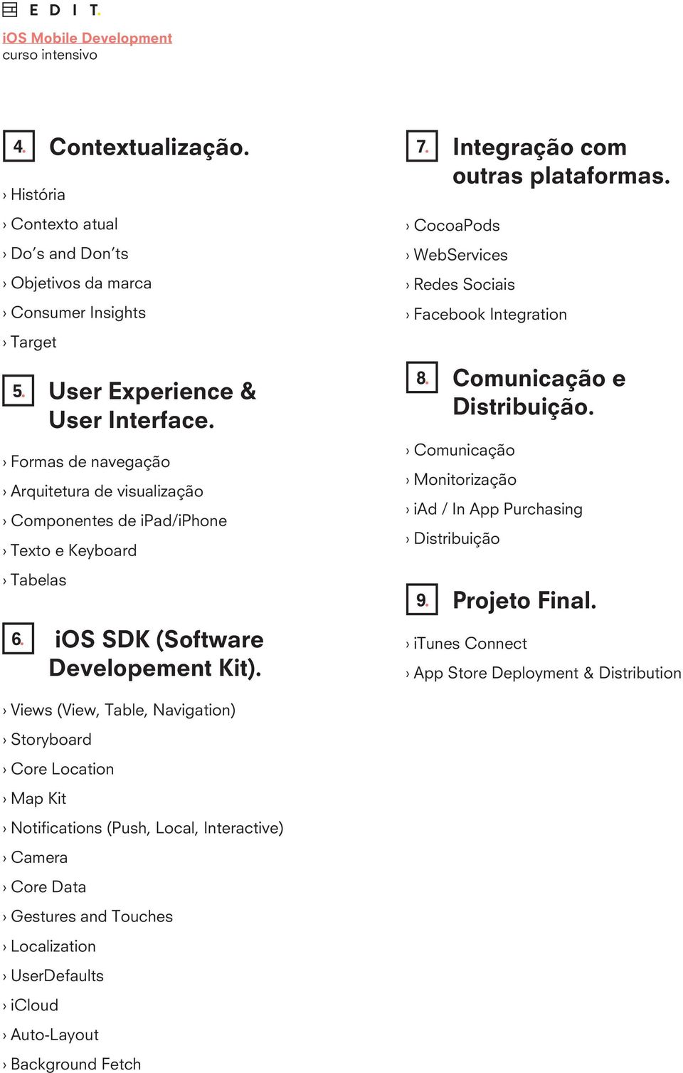UserDefaults icloud Contextualização. 4. 7. 5. 6. User Experience & User Interface. ios SDK (Software Developement Kit).