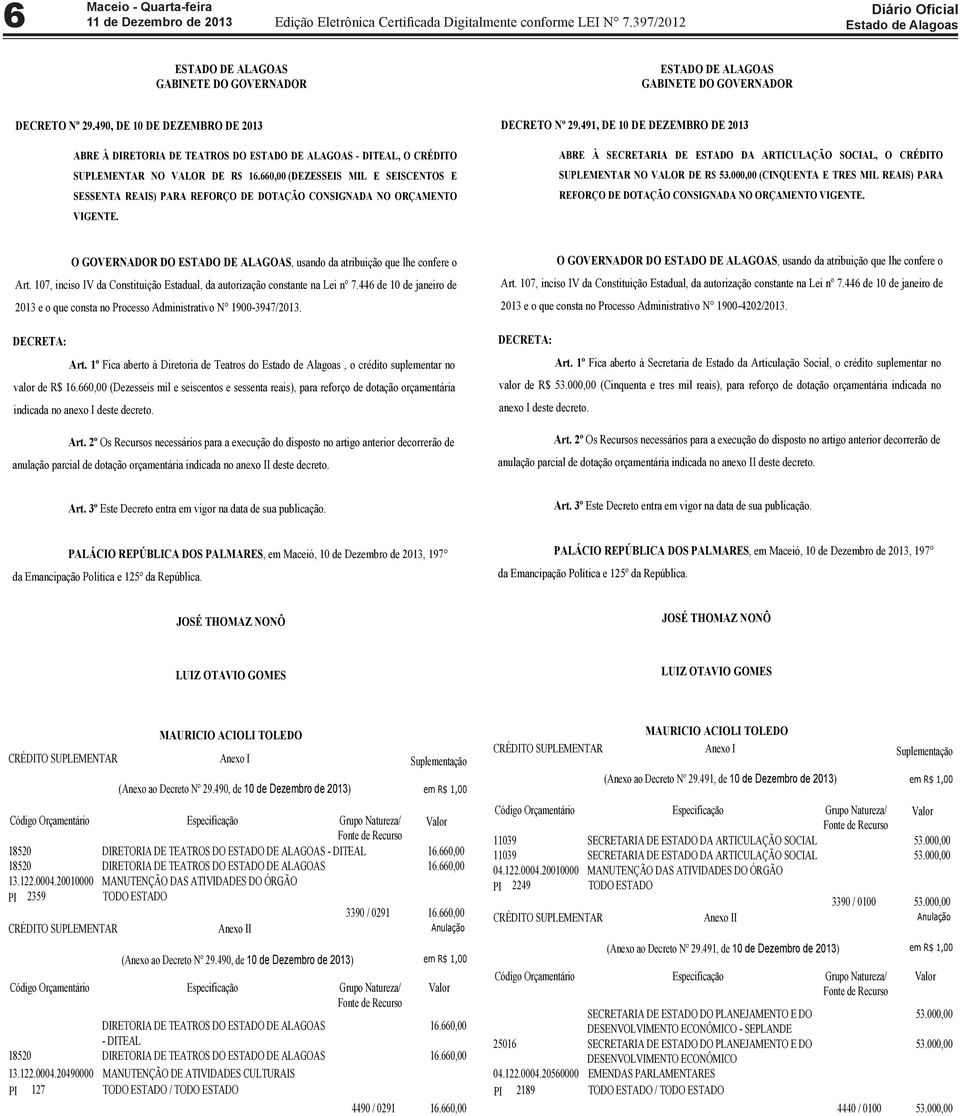 660,00 (DEZESSEIS MIL E SEISCENTOS E SESSENTA REAIS) PARA REFORÇO DE DOTAÇÃO CONSIGNADA NO ORÇAMENTO VIGENTE. DECRETO Nº 29.