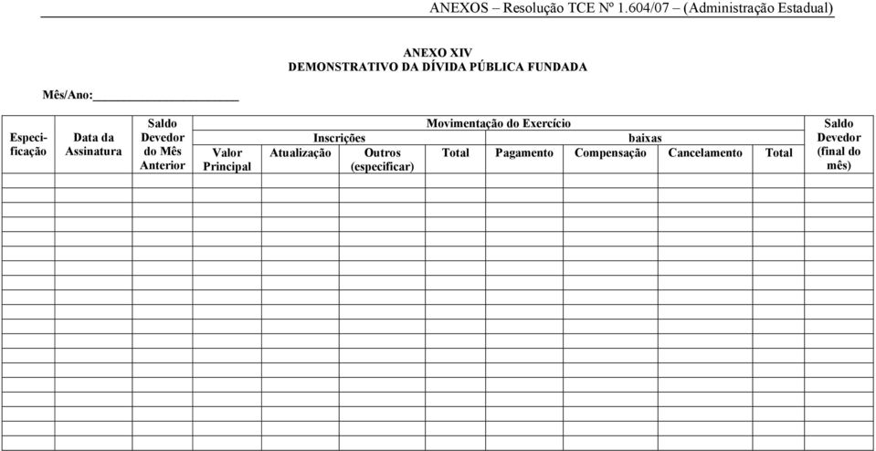 Inscrições Atualização Outros (especificar) Movimentação do Exercício