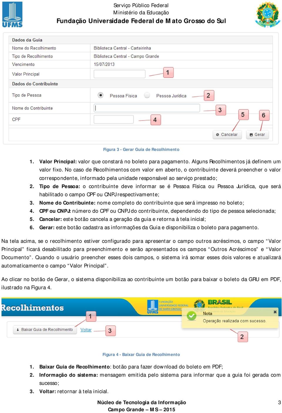 Tipo de Pessoa: o contribuinte deve informar se é Pessoa Física ou Pessoa Jurídica, que será habilitado o campo CPF ou CNPJ respectivamente; 3.