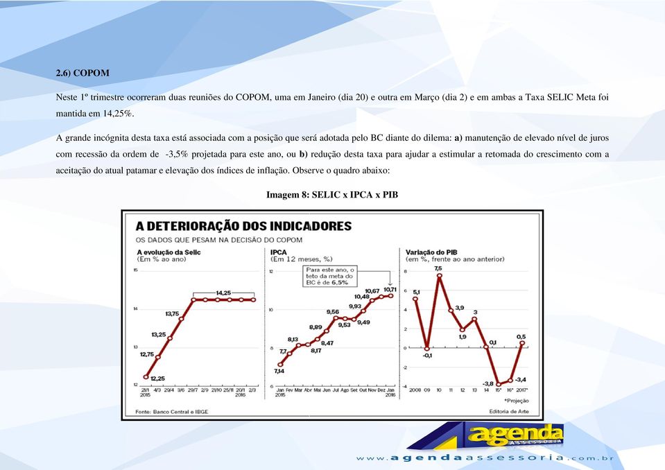 A grande incógnita desta taxa está associada com a posição que será adotada pelo BC diante do dilema: a) manutenção de elevado nível de