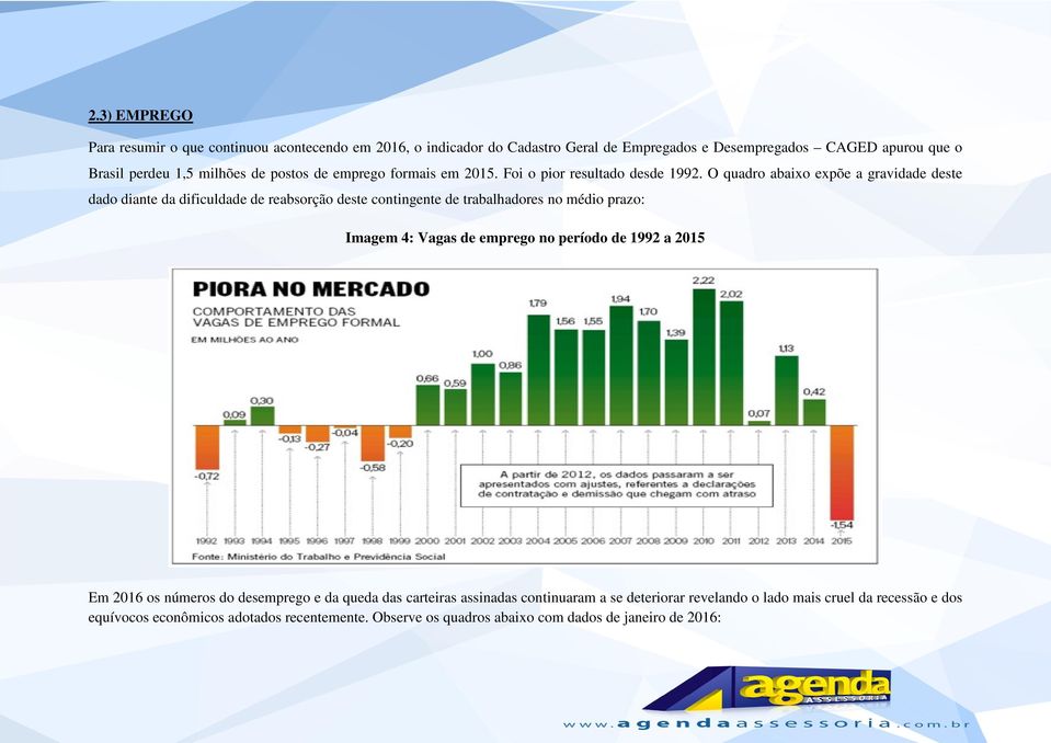 O quadro abaixo expõe a gravidade deste dado diante da dificuldade de reabsorção deste contingente de trabalhadores no médio prazo: Imagem 4: Vagas de emprego no