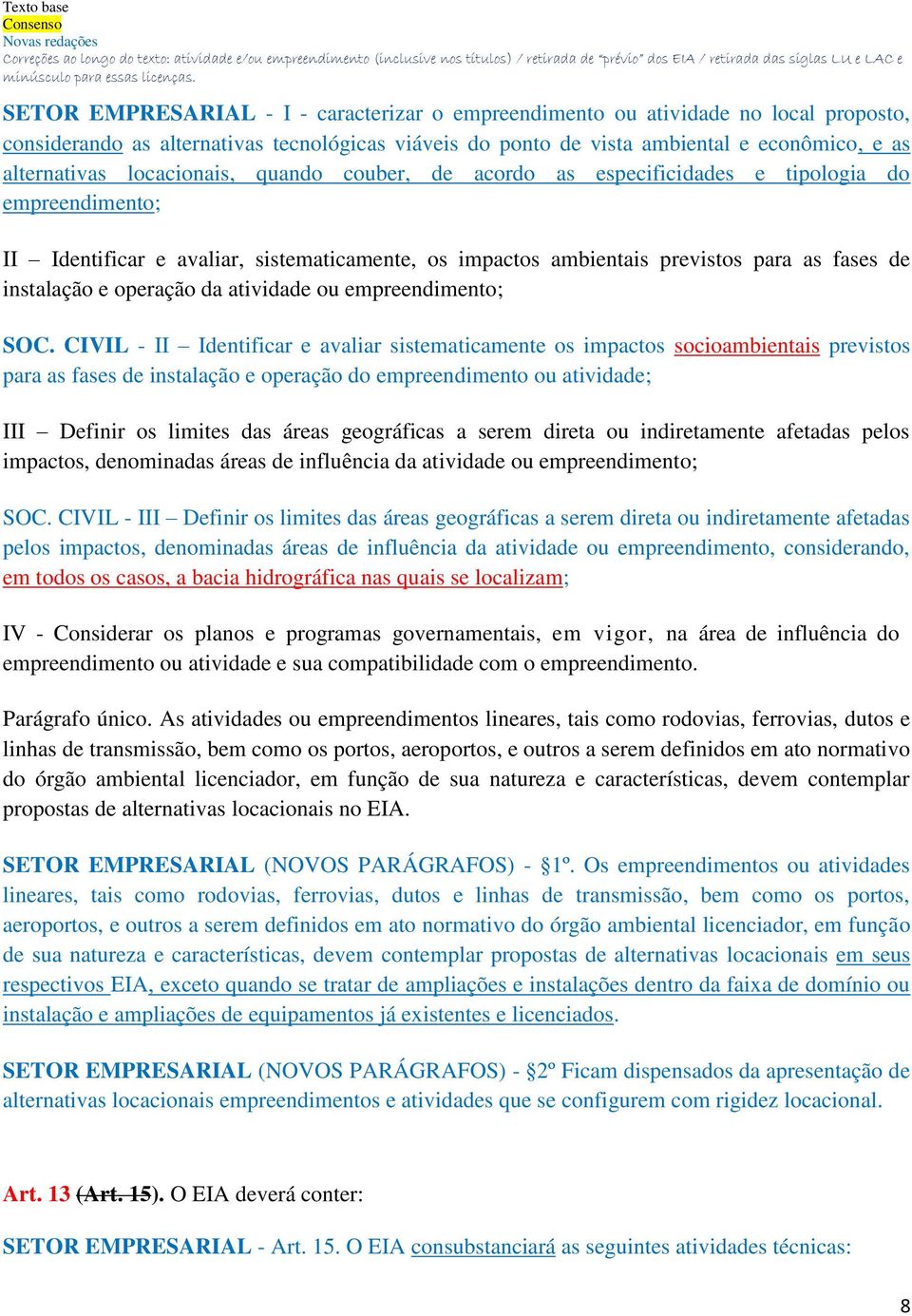 operação da atividade ou empreendimento; SOC.