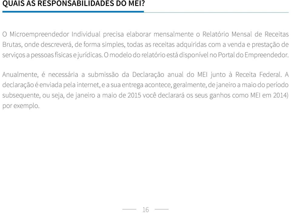 adquiridas com a venda e prestação de serviços a pessoas físicas e jurídicas. O modelo do relatório está disponível no Portal do Empreendedor.