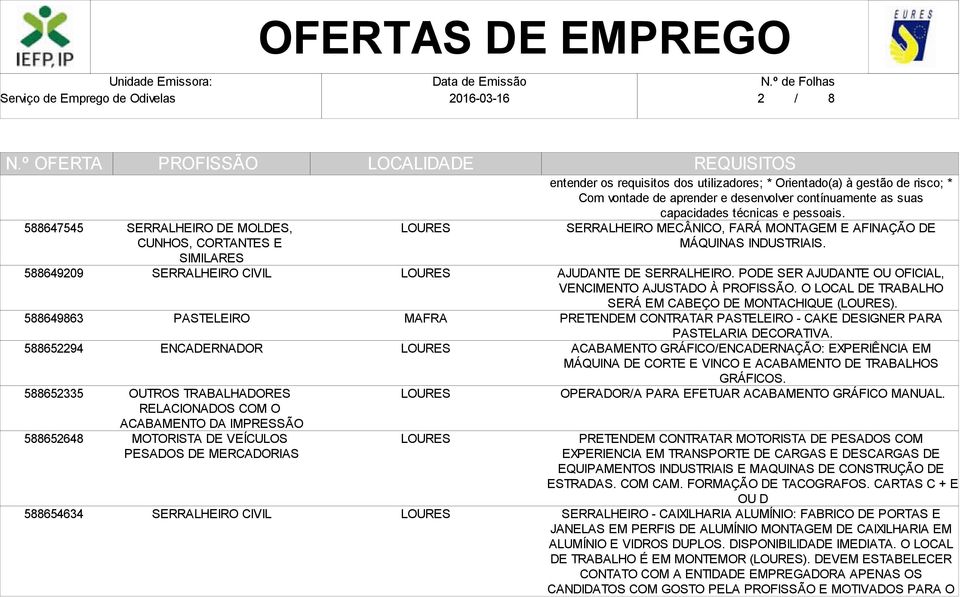 as suas capacidades técnicas e pessoais. SERRALHEIRO MECÂNICO, FARÁ MONTAGEM E AFINAÇÃO DE MÁQUINAS INDUSTRIAIS. AJUDANTE DE SERRALHEIRO. PODE SER AJUDANTE OU OFICIAL, VENCIMENTO AJUSTADO À.