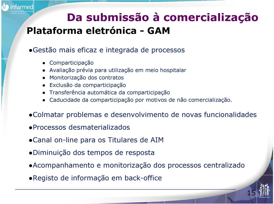 comparticipação por motivos de não comercialização.