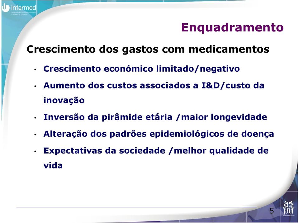 inovação Inversão da pirâmide etária /maior longevidade Alteração dos