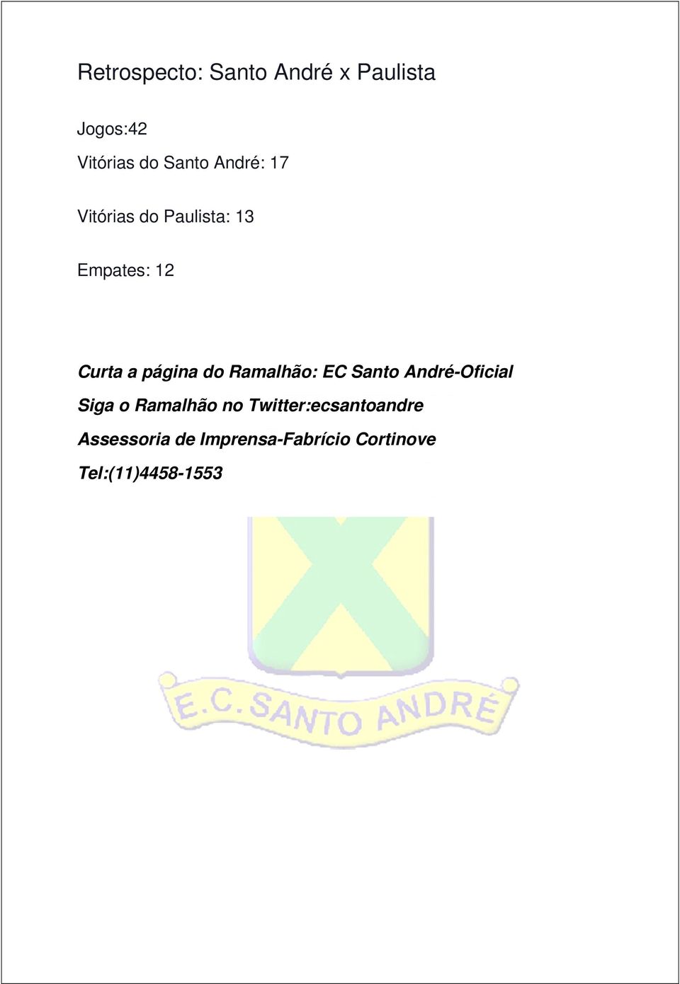 Ramalhão: EC Santo André-Oficial Siga o Ramalhão no