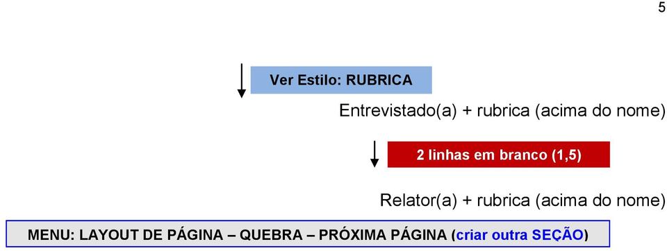 rubrica (acima do nome)