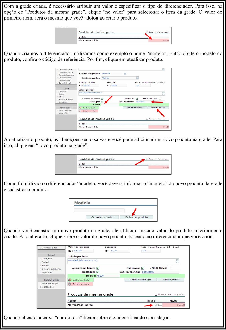 Então digite o modelo do produto, confira o código de referência. Por fim, clique em atualizar produto.