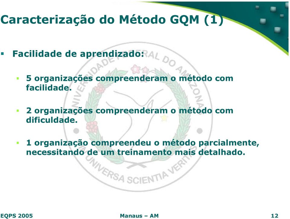 2 organizações compreenderam o método com dificuldade.