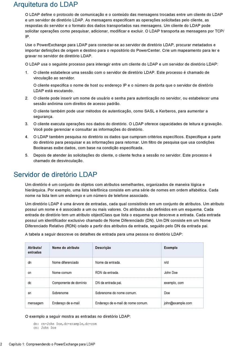 Um cliente do LDAP pode solicitar operações como pesquisar, adicionar, modificar e excluir. O LDAP transporta as mensagens por TCP/ IP.