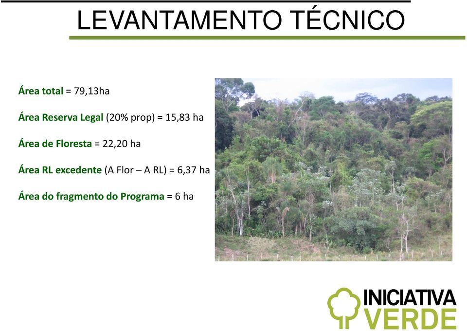 Floresta = 22,20 ha Área RL excedente (A Flor A