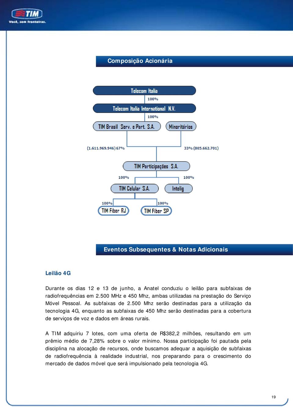 500 Mhz serão destinadas para a utilização da tecnologia 4G, enquanto as subfaixas de 450 Mhz serão destinadas para a cobertura de serviços de voz e dados em áreas rurais.