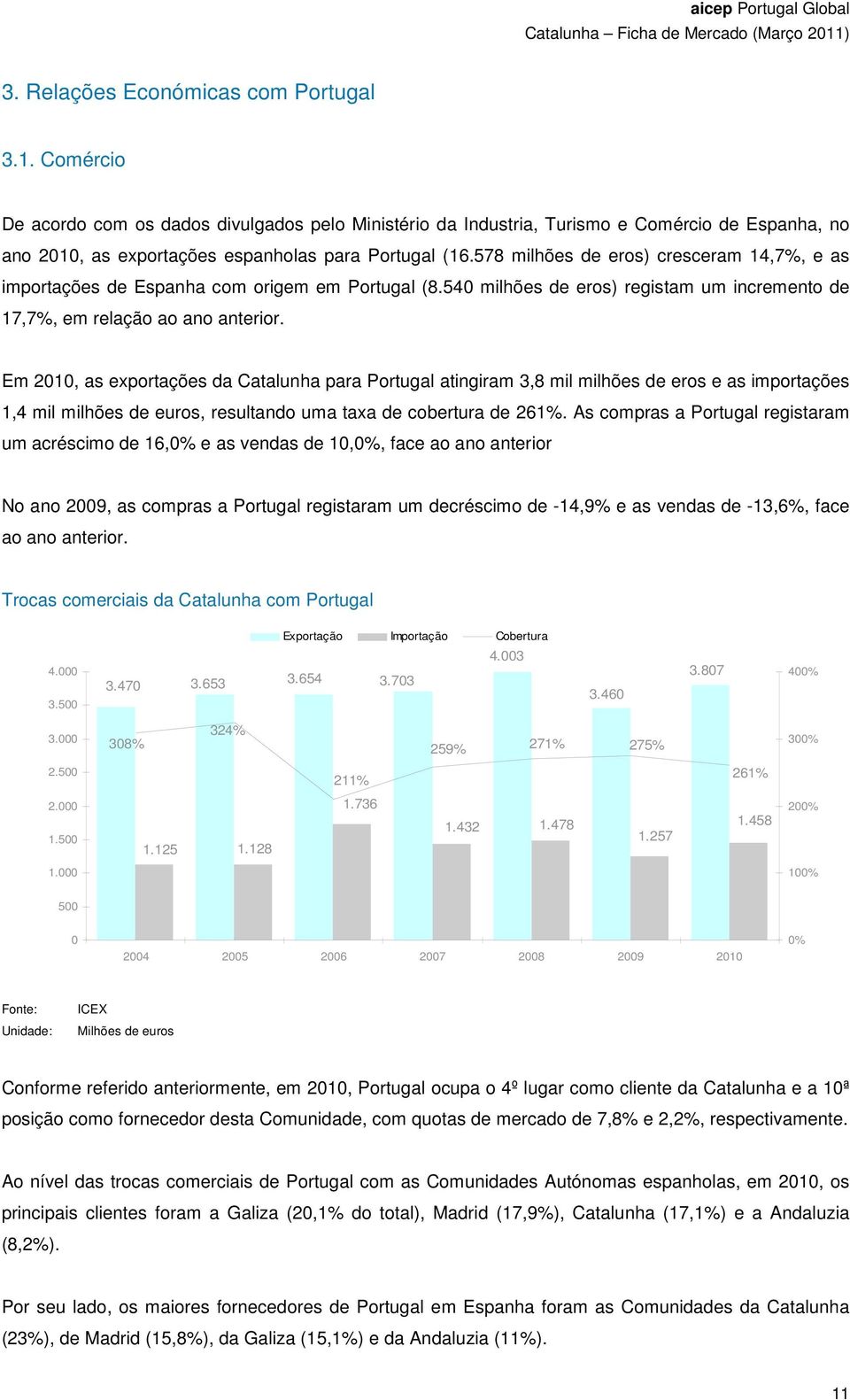 578 milhões de eros) cresceram 14,7%, e as importações de Espanha com origem em Portugal (8.540 milhões de eros) registam um incremento de 17,7%, em relação ao ano anterior.