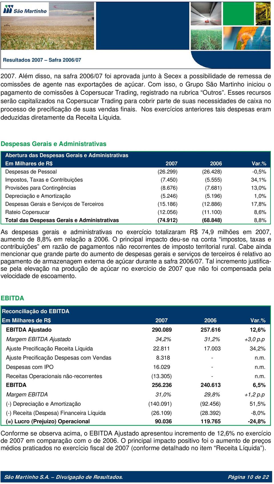 Esses recursos serão capitalizados na Copersucar Trading para cobrir parte de suas necessidades de caixa no processo de precificação de suas vendas finais.