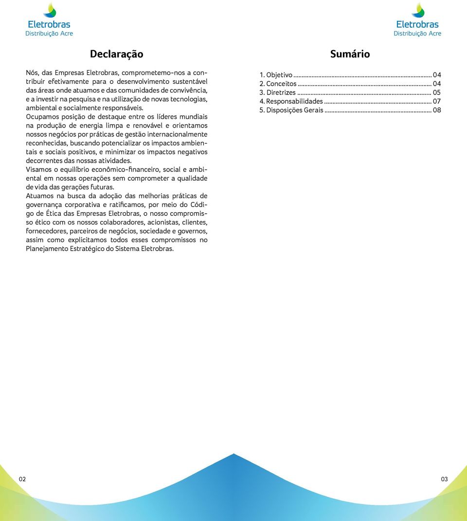 Ocupamos posição de destaque entre os líderes mundiais na produção de energia limpa e renovável e orientamos nossos negócios por práticas de gestão internacionalmente reconhecidas, buscando