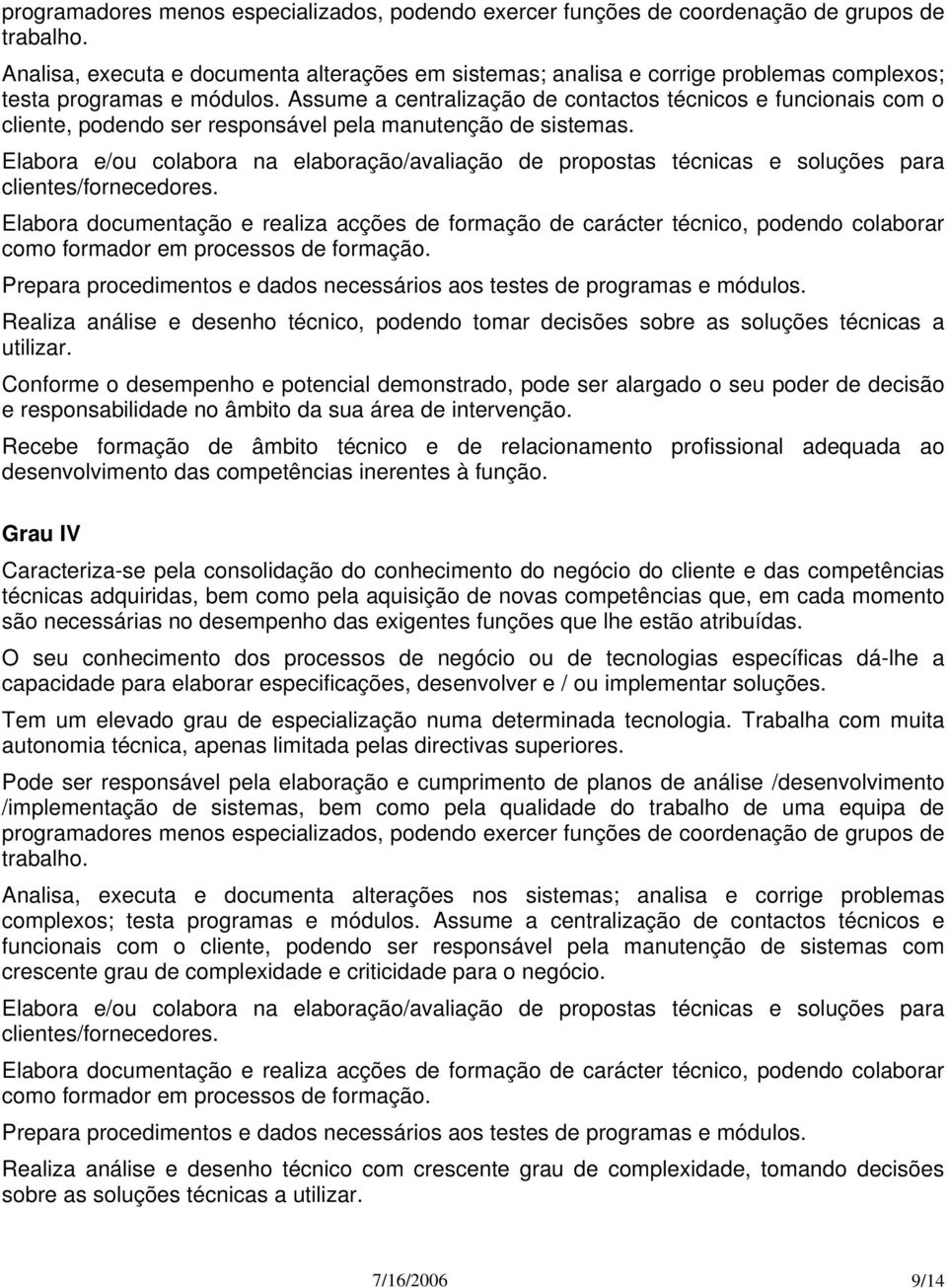 Assume a centralização de contactos técnicos e funcionais com o cliente, podendo ser responsável pela manutenção de sistemas.