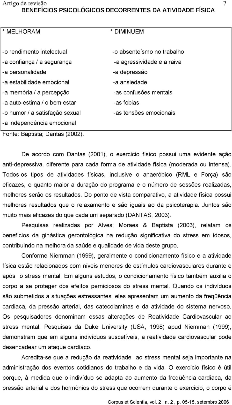 tensões emocionais -a independência emocional Fonte: Baptista; Dantas (2002).