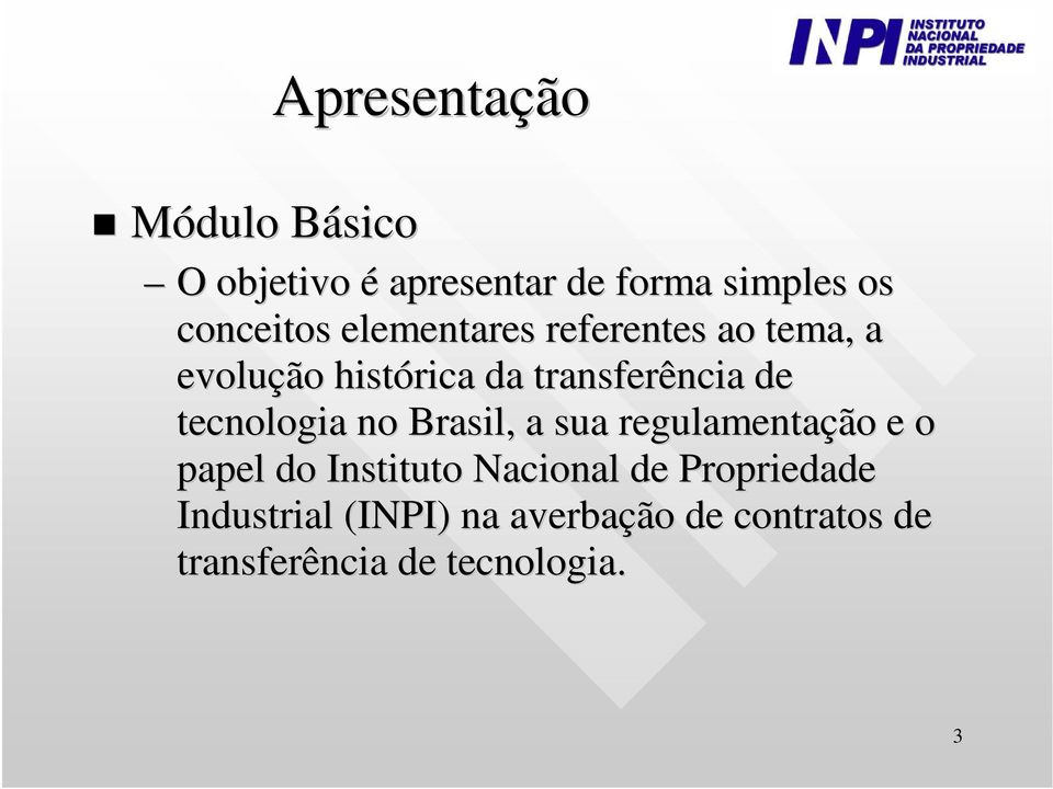 tecnologia no Brasil, a sua regulamentação e o papel do Instituto Nacional de