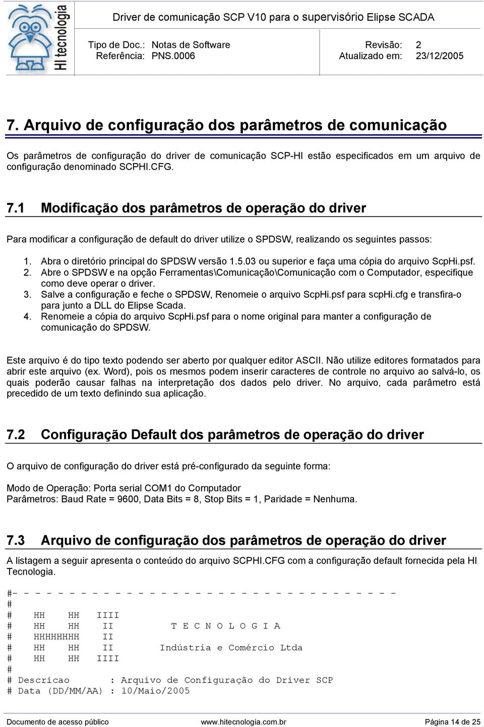 5.03 ou superior e faça uma cópia do arquivo ScpHi.psf. 2. Abre o SPDSW e na opção Ferramentas\Comunicação\Comunicação com o Computador, especifique como deve operar o driver. 3.