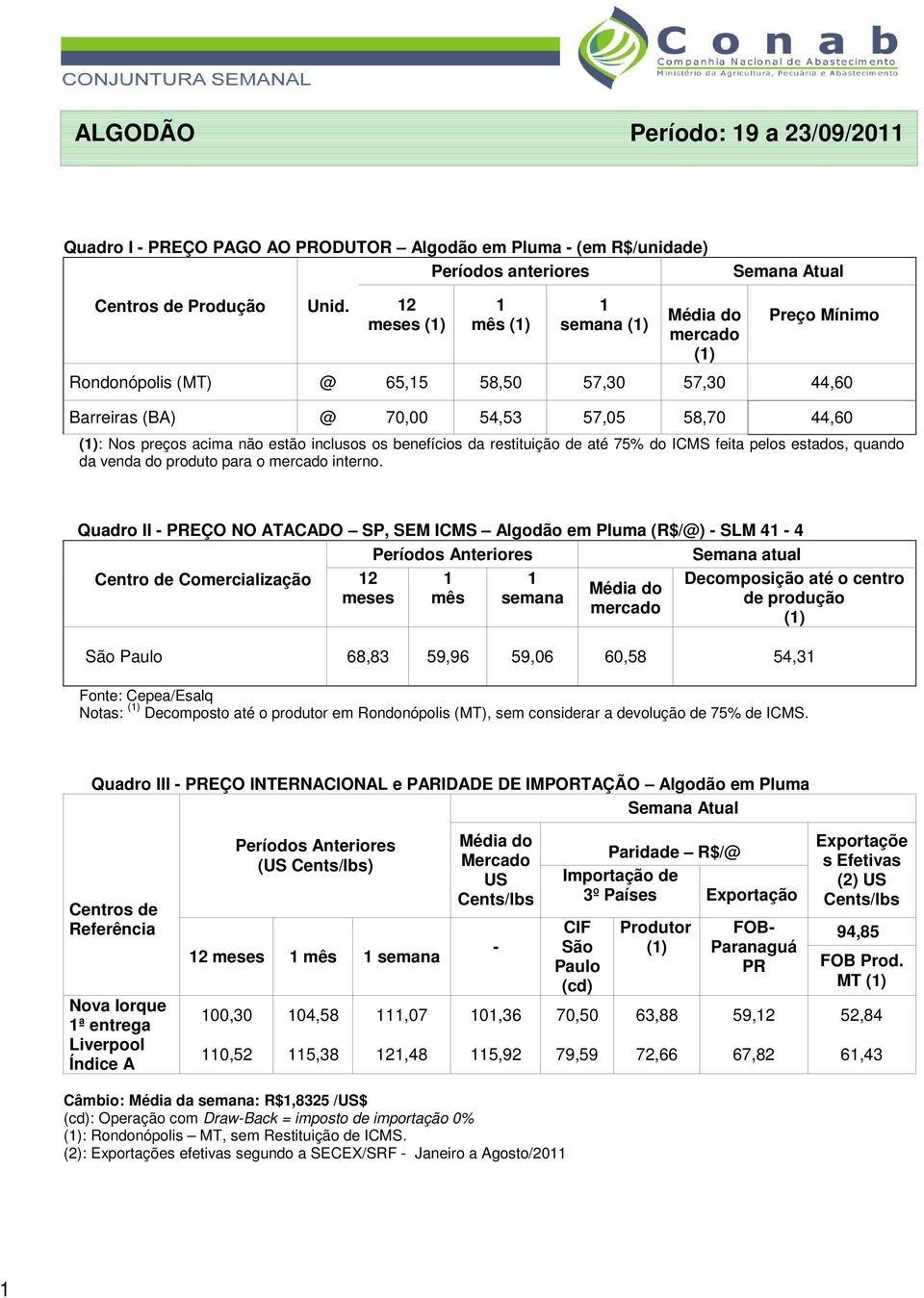 benefícios da restituição de até 75% do ICMS feita pelos estados, quando da venda do produto para o mercado interno.