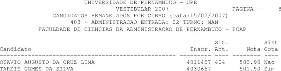PERNAMBUCO - FCAP OTAVIO AUGUSTO DA CRUZ LIMA 4011457