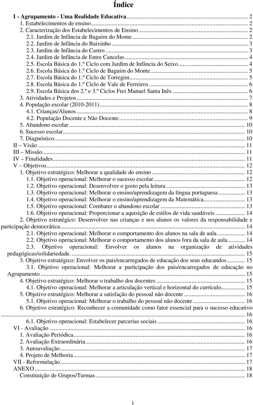 .. 5 2.7. Escola Básica do 1.º Ciclo de Torregim... 5 2.8. Escola Básica do 1.º Ciclo de Vale de Ferreiros... 6 2.9. Escola Básica dos 2.º e 3.º Ciclos Frei Manuel Santa Inês... 6 3.