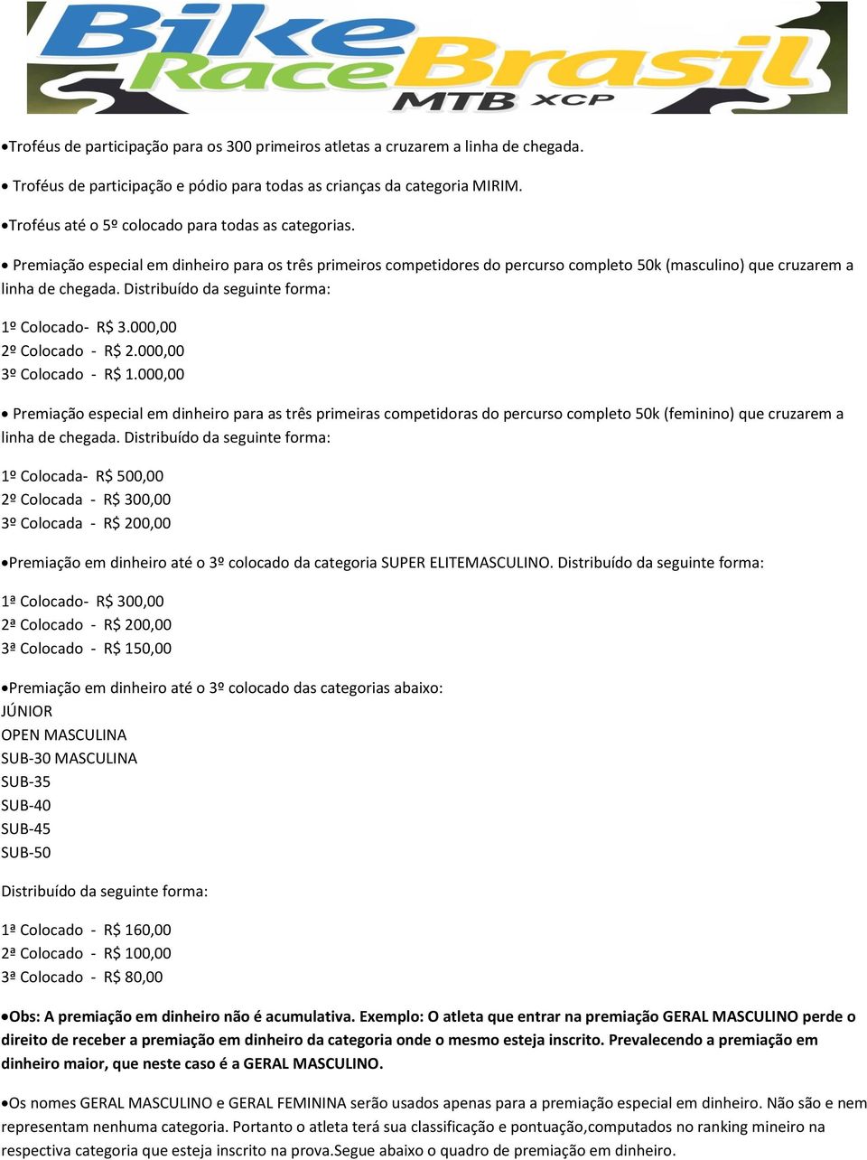 Distribuído da seguinte forma: 1º Colocado- R$ 3.000,00 2º Colocado - R$ 2.000,00 3º Colocado - R$ 1.